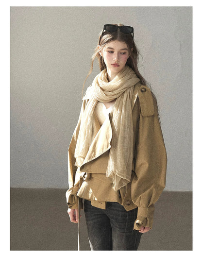AOMALM - 100% Silk Sheer Fringe Scarf
