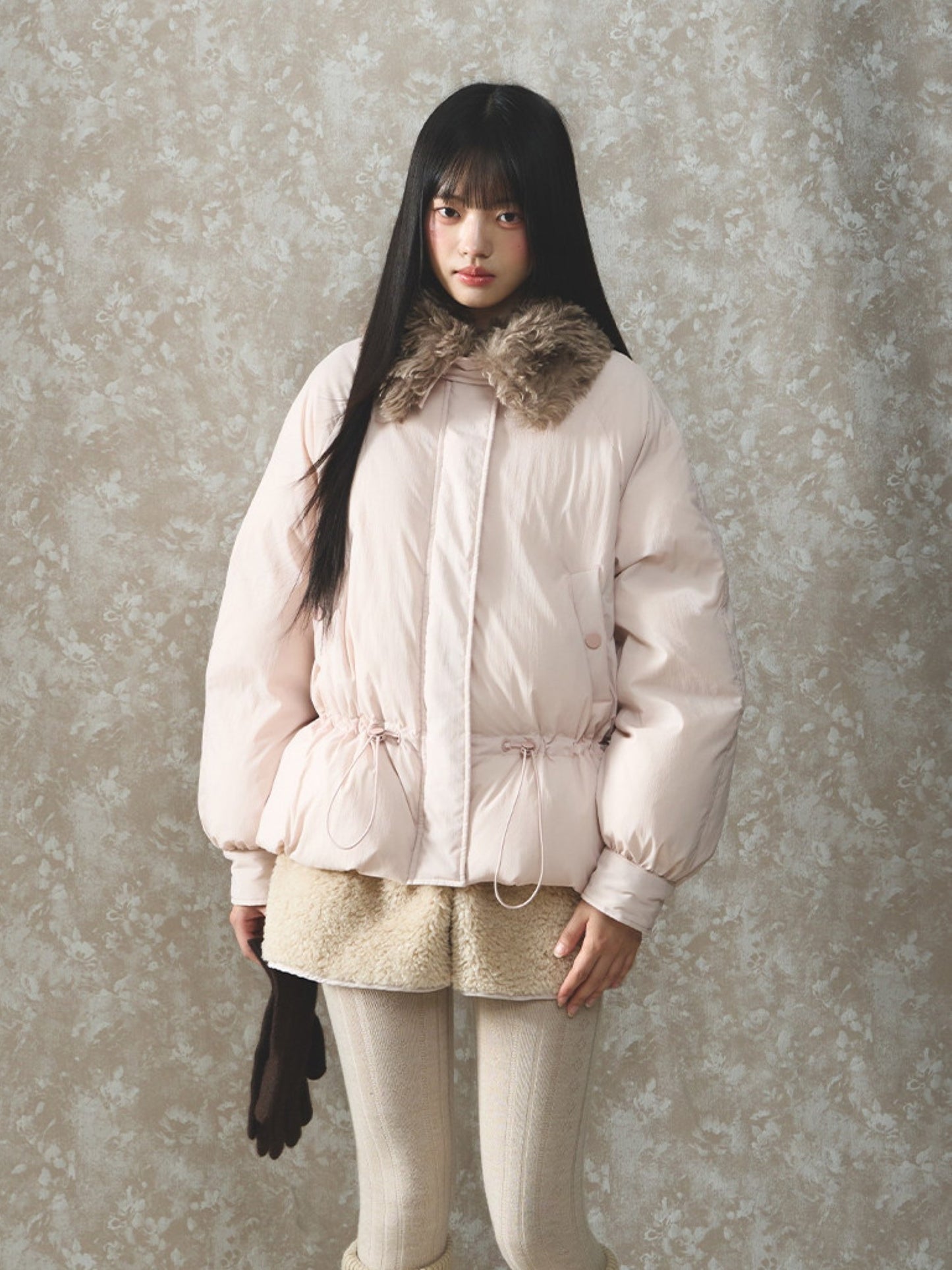 Soote Season - Sweet Cream Pink Faux-Fur Collar Puffer Jacket