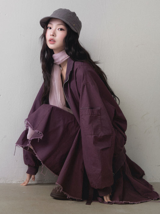 1P - Berry Purple Utility Jacket & Pleated Skirt Set