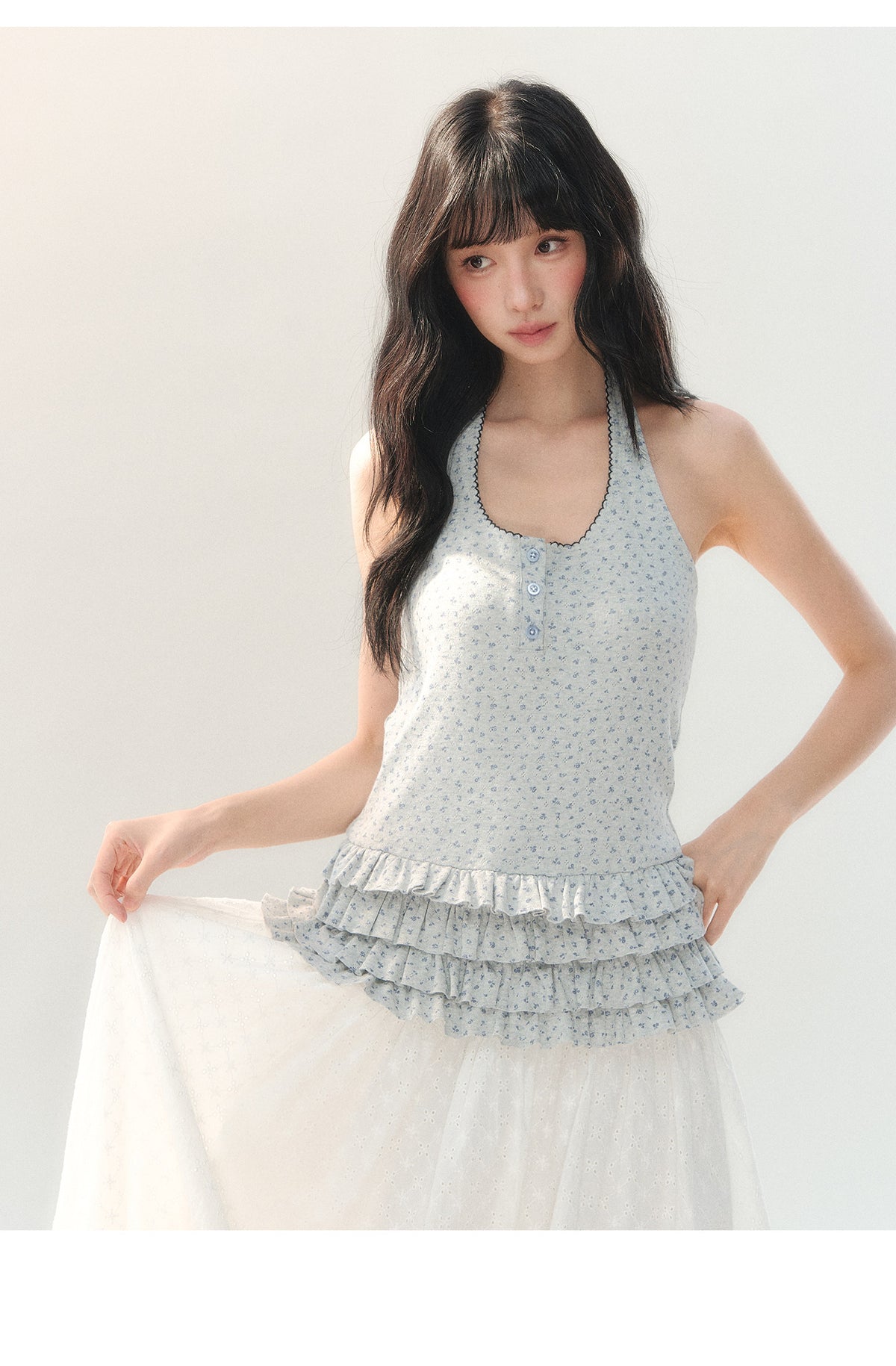 [CAN] "Soft Konjac Cloud" Lightweight Knit Cardigan & Floral Layered Cami