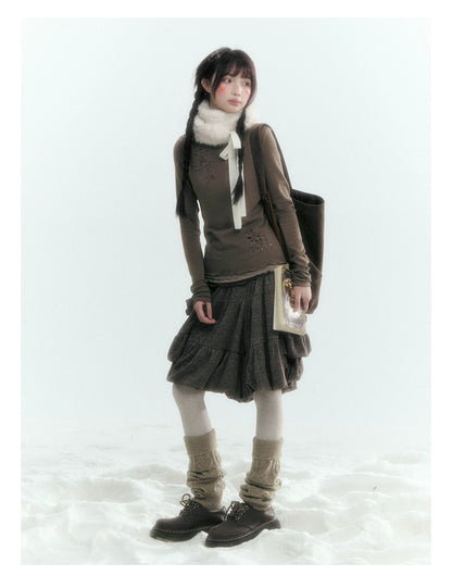Horridale - [FREE GIFT] Vintage Bow-Tie Faux Fur Collar Scarf (Cream White / Brown)