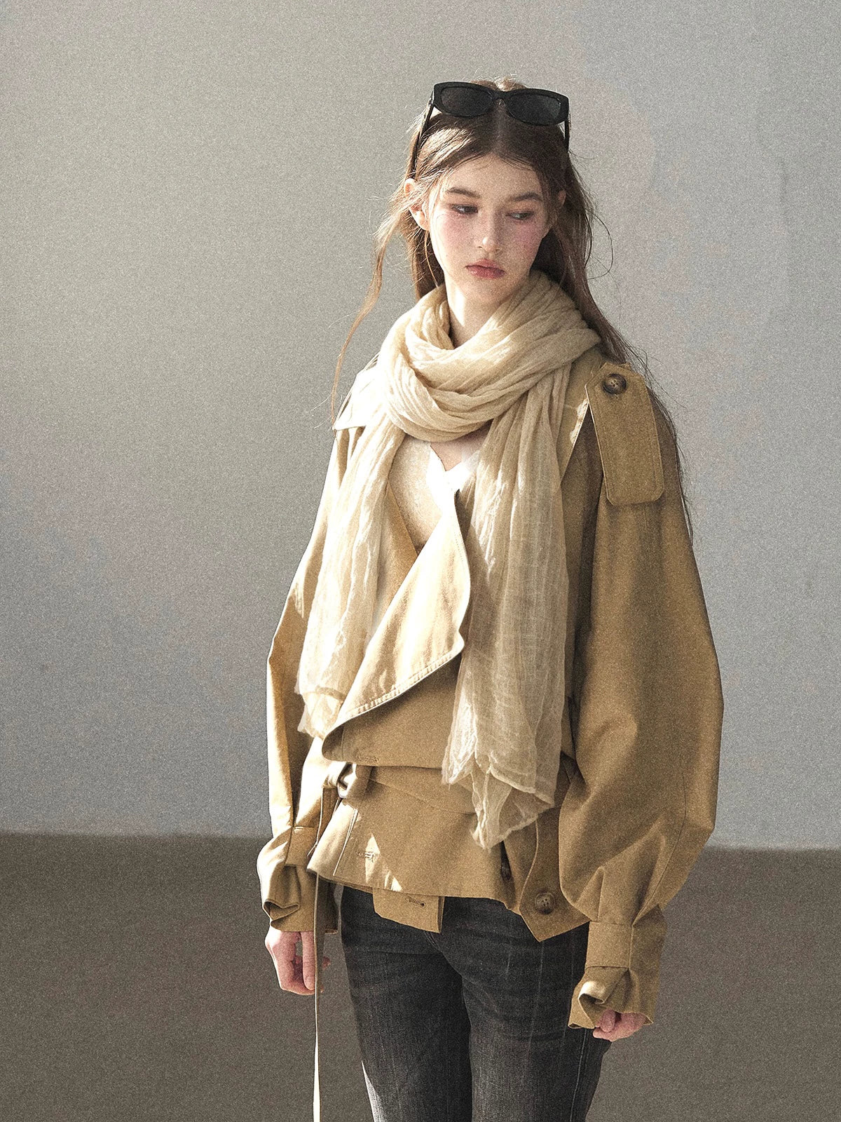 AOMALM - 100% Silk Sheer Fringe Scarf