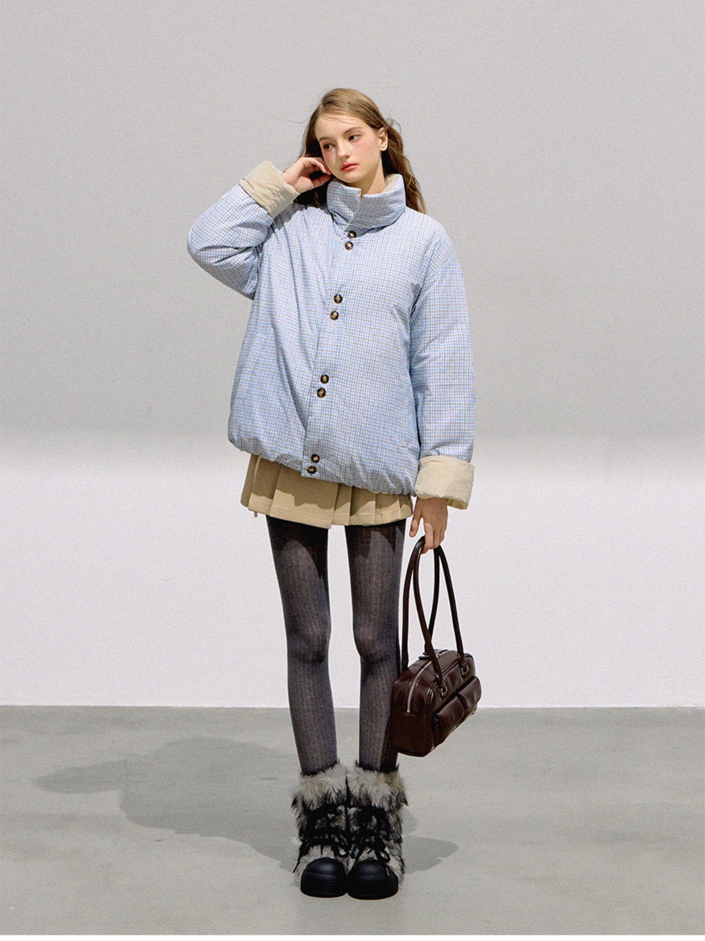 BOHOL BLING - Reversible Contrast Bow-Tie Puffer Jacket