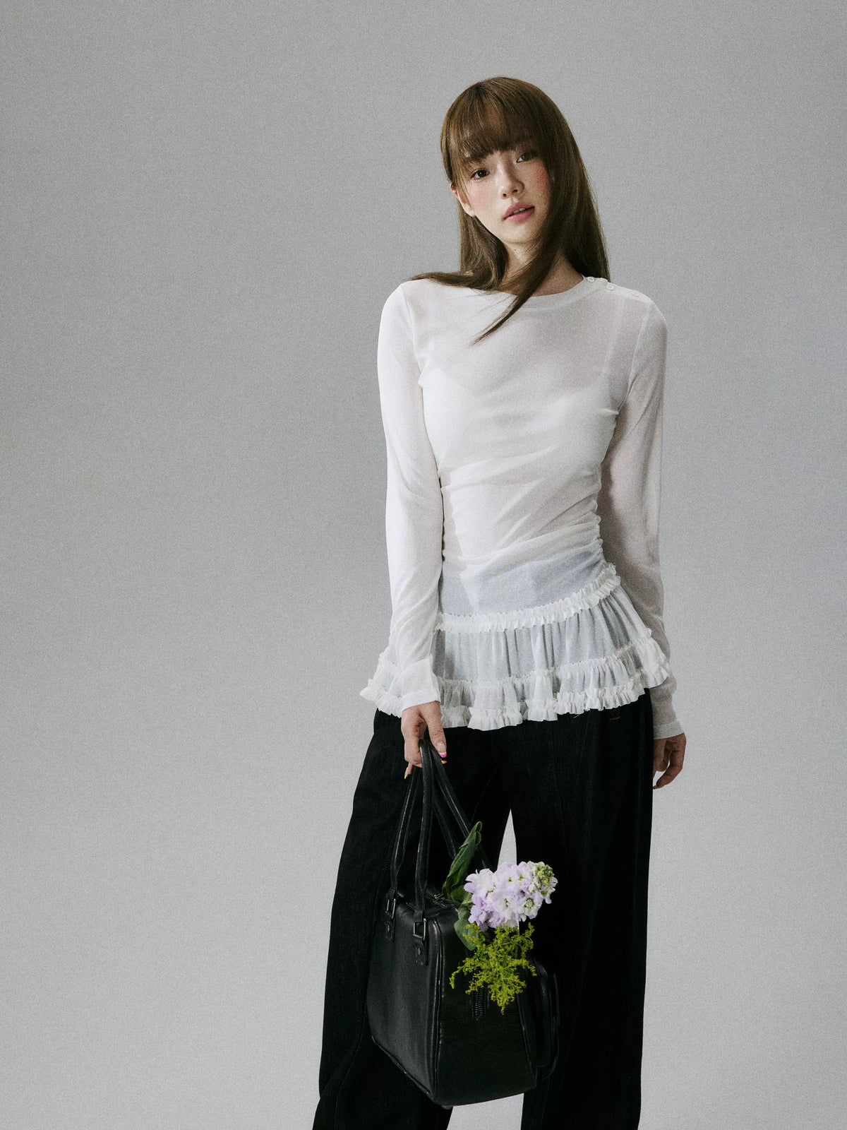 LOST FOREST - White Sheer Lyocell Layering Top