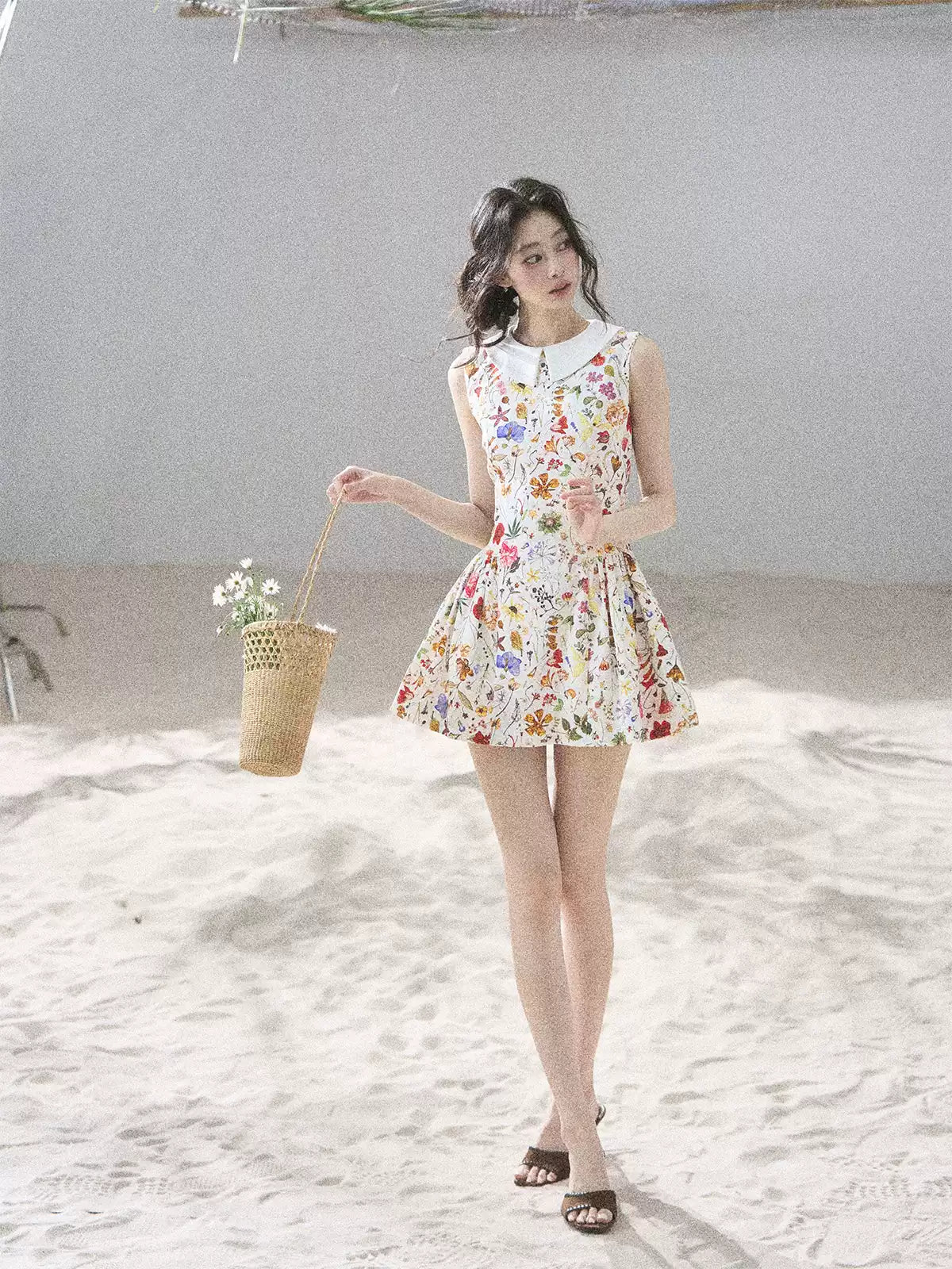 "Fallen Petals" Fleur White Floral Mini Dress