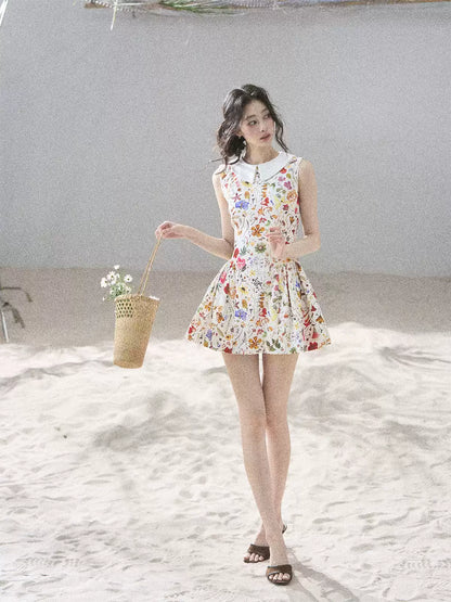"Fallen Petals" Fleur White Floral Mini Dress