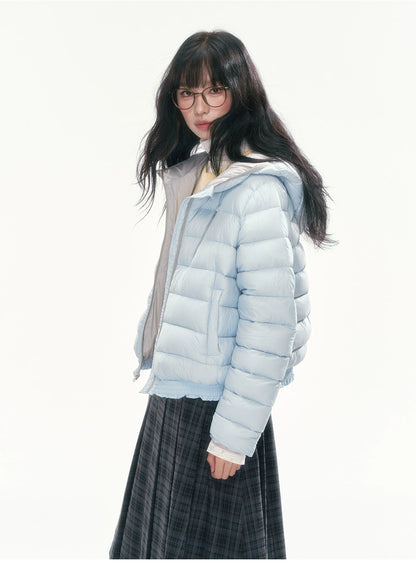 CAN - "Twilight Snow" Hooded 90% White Duck Down Puffer Jacket (Hibiscus Purple / Baby Pink / Water Blue)