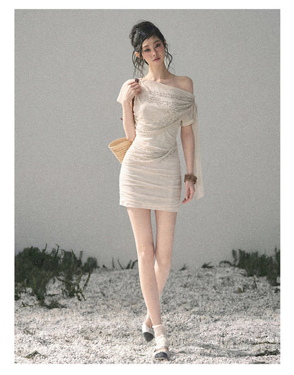 “Frosted Kiss” Milk Apricot Mini Dress