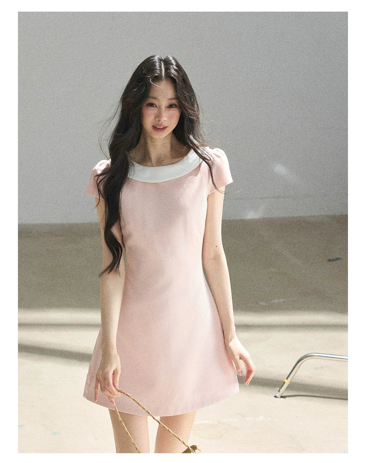 "First Bloom" Pink Mist Satin Puff Mini Dress