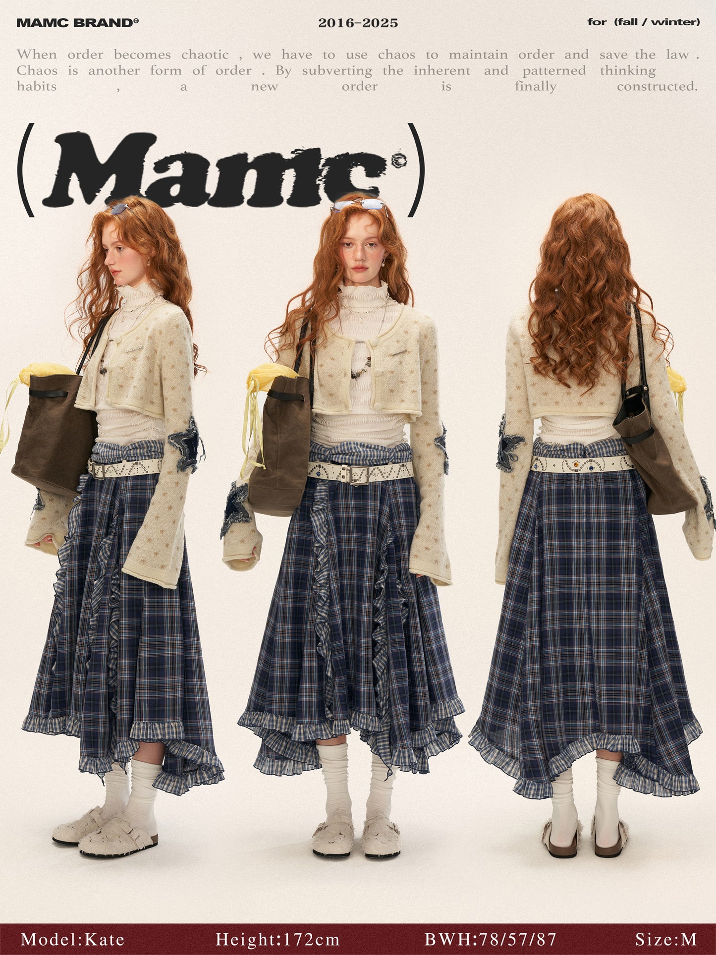 Asymmetrical Plaid Maxi Skirt with Ruffle Hem WE814 (Blue)