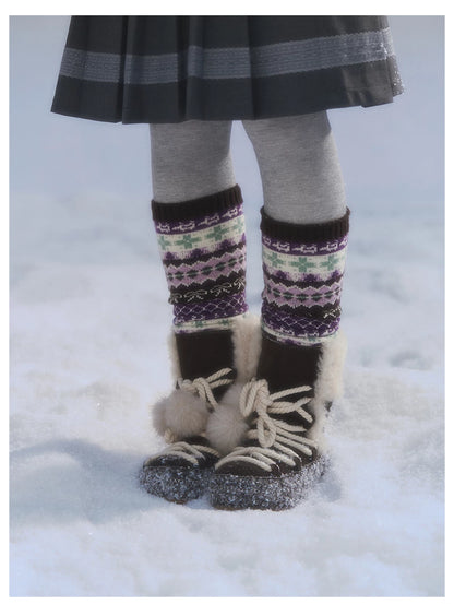 CANSTORE - "Coffee Grape" Fair Isle Brown Knit Cardigan