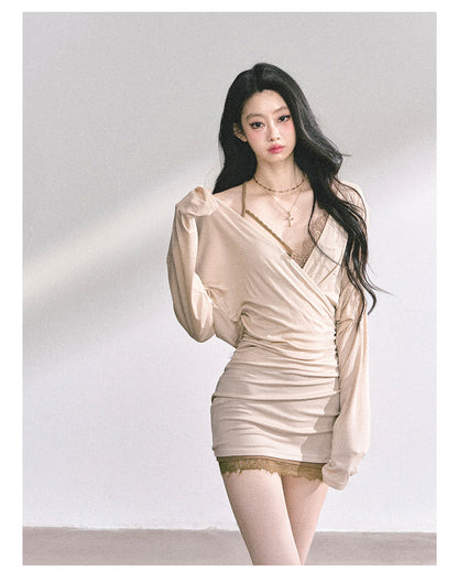 少也眼 “Cinnamon Lace Reverie" Fitted Dress Set 56589377878