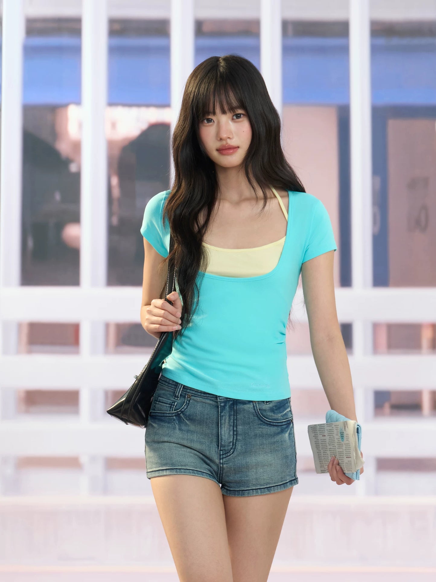 "Fresh Arrival" Green Layered Halter Two-Piece Top