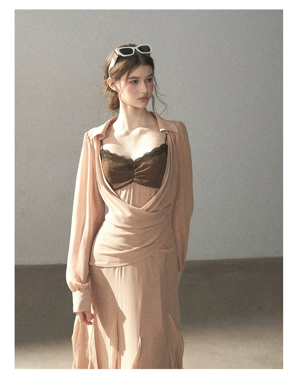 AOMALM - "The Next Fallen Leaf" Cinnamon Pink 2-Piece Set (Shirt / Cami Dress)