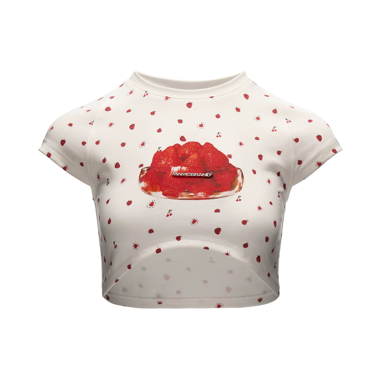 "Strawberry Sugar Mood" Fitted Raglan Crop Tee WE982