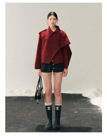 少也眼 “She Hears the Snow Thaw” British-Style Double-Faced Wool Blazer Coat