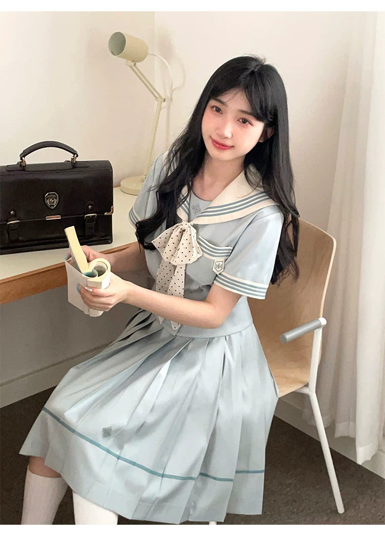 "Mint Whisper" Mint White Sailor Uniform Set