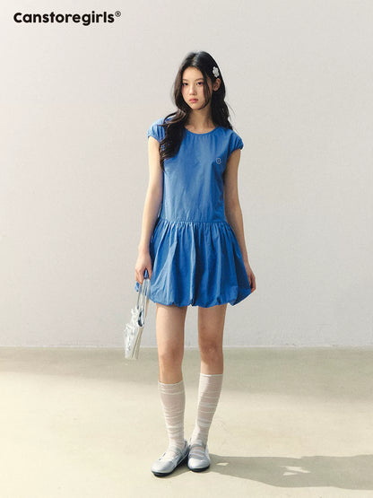 Ocean Bloom Royal Blue Bubble Hem Dress LL2026019