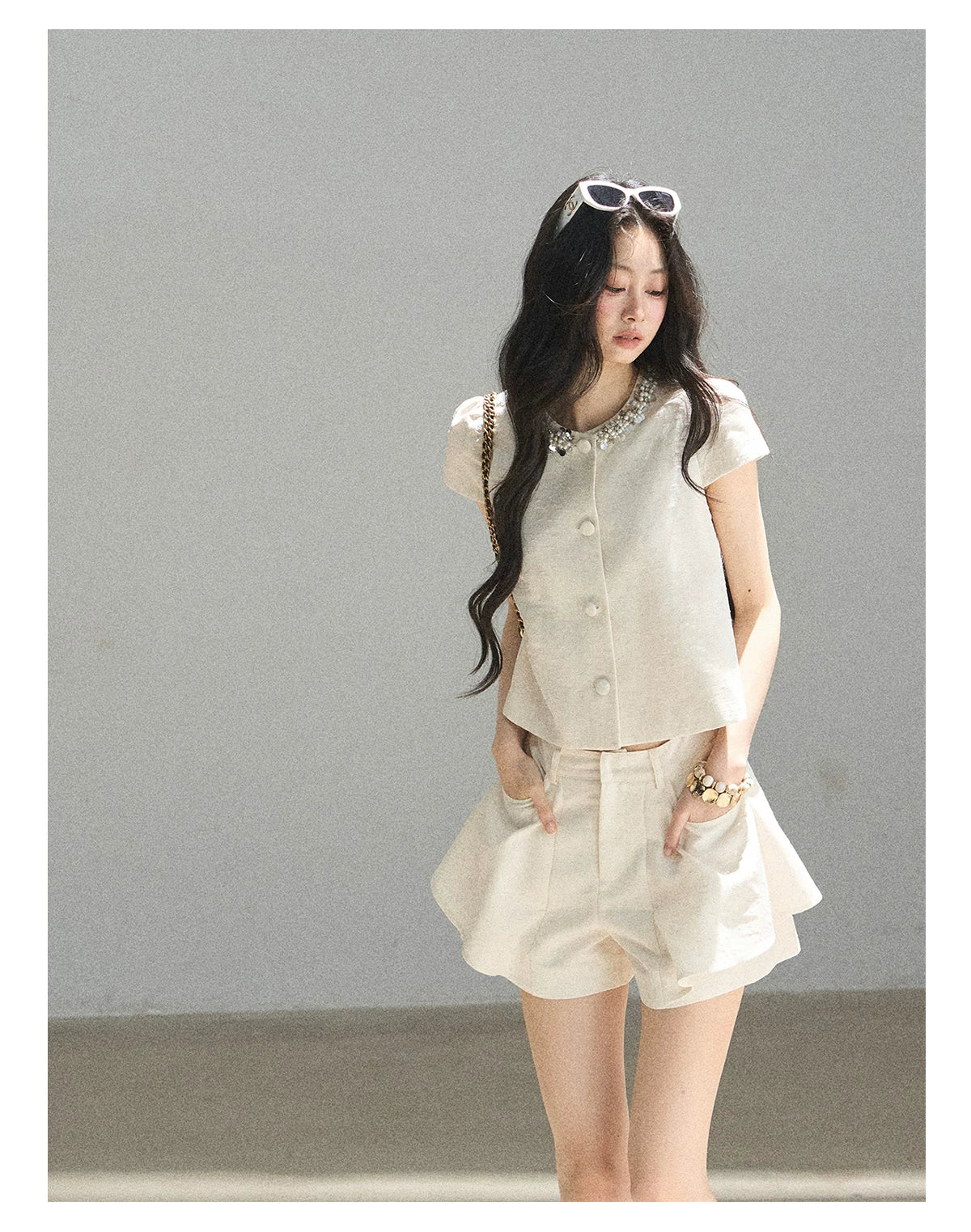 "Summer in the Sunlight" Dutch Cream Tweed Two-Piece Set