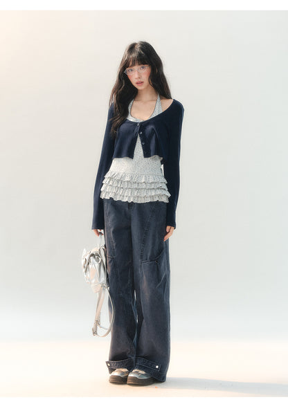 [CAN] "Soft Konjac Cloud" Lightweight Knit Cardigan & Floral Layered Cami
