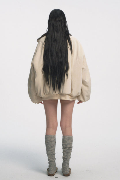 Muirgen - Ivory Reversible Faux Suede Shearling Jacket