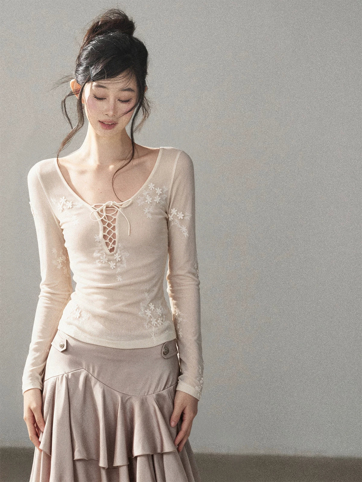 AOMALM - Black Lace Trim Cropped Jacket & Shorts Set