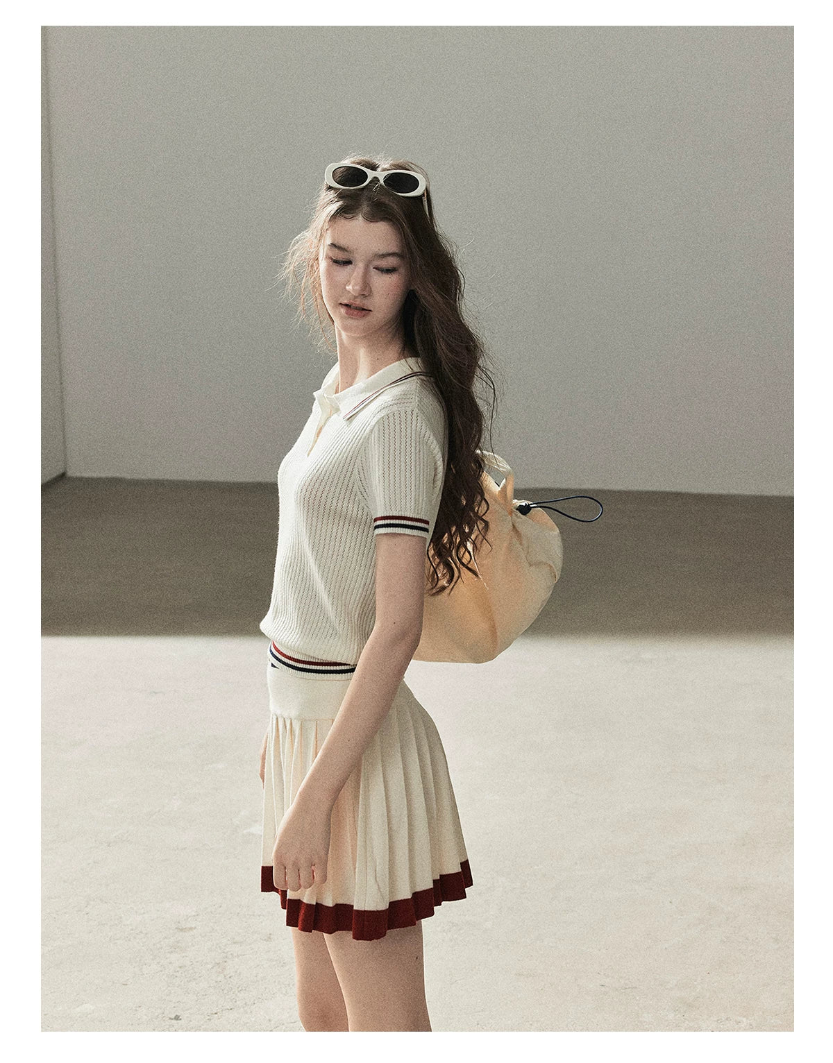"The Softest Touch" Dutch Cream Collegiate Knit Top & Mini Skirt Set