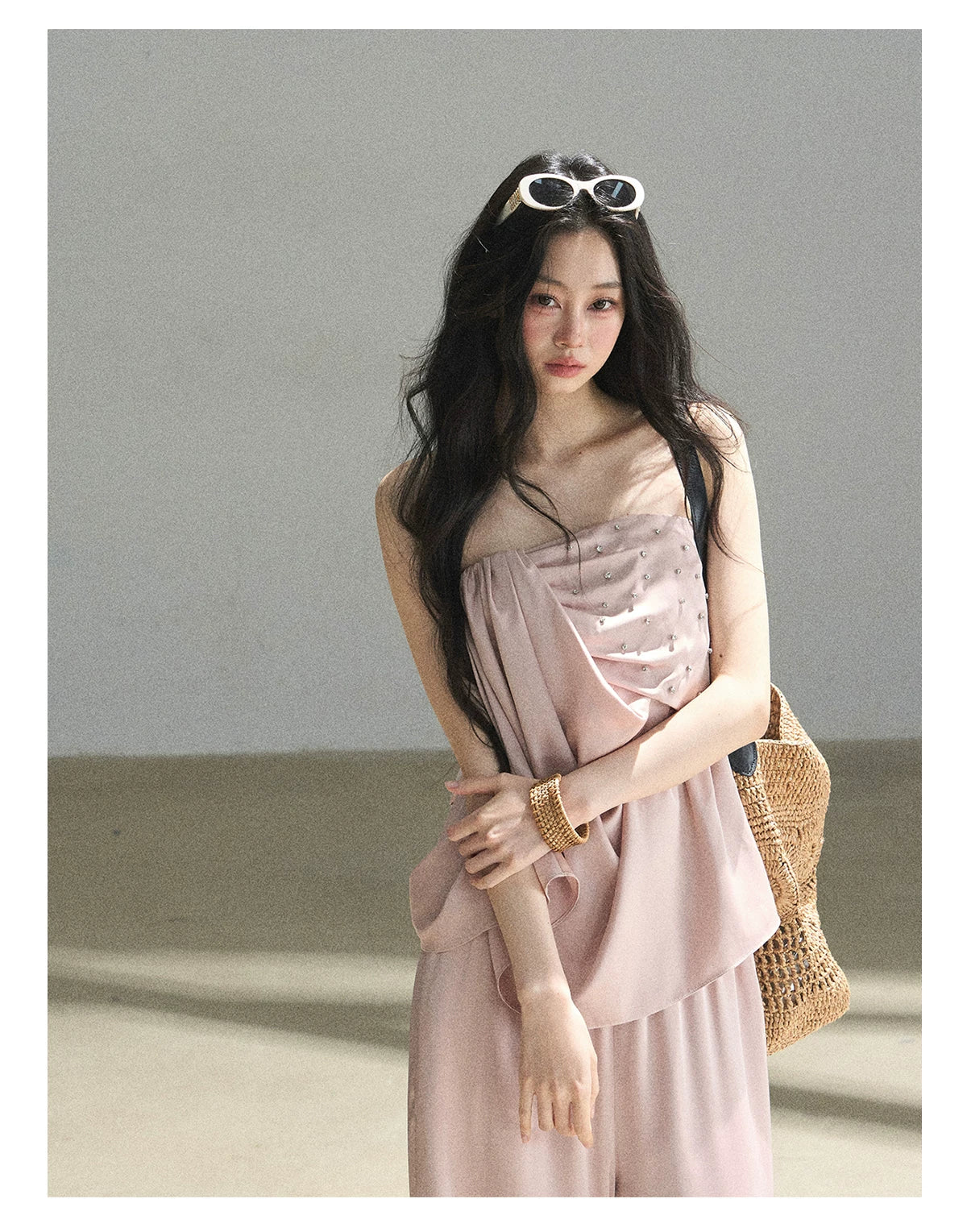 "Summer Rain at Dusk" Dusty Rose Satin Two-Piece Set