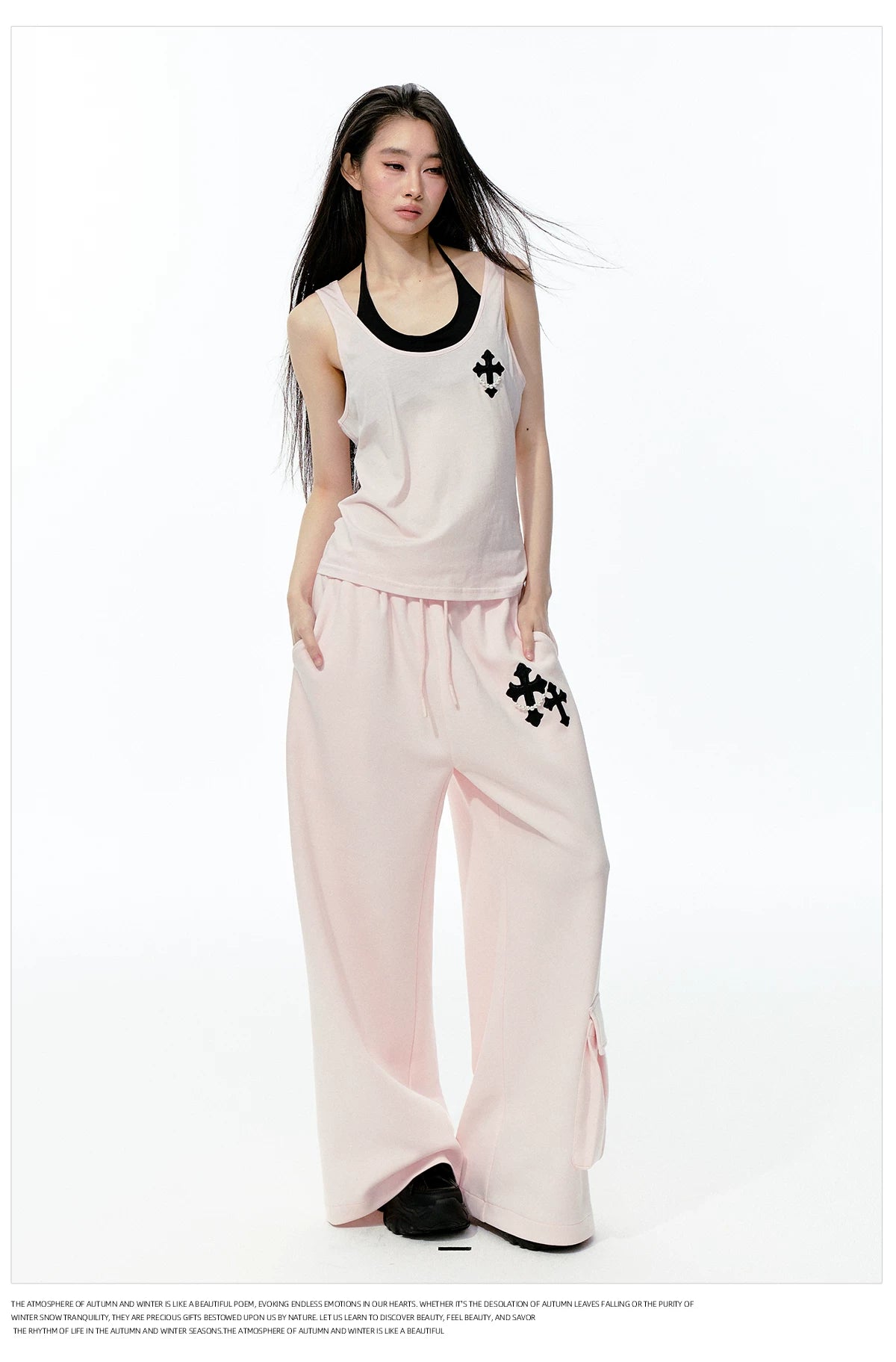 JN's DESIGN - Pink Layered Tank Top & Tulle-Overlay Sweatpants Set