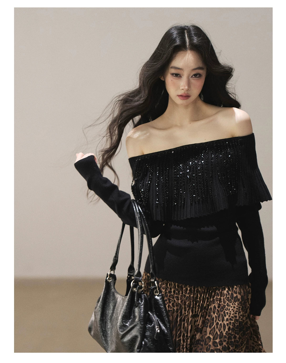 AOMALM - "Beyond the Pleats" One-Shoulder Long-Sleeve Knit Top