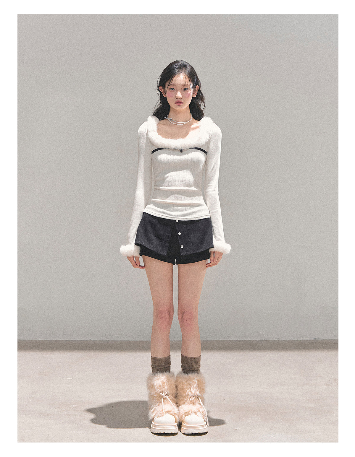 少也眼 “Hidden in Moonlight” Plush-Knit Winter Tee 84513541