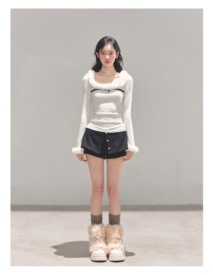 少也眼 “Hidden in Moonlight” Plush-Knit Winter Tee 84513541
