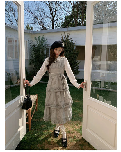 “Woodland Waltz Reverie” Grey Layered Cake Dress