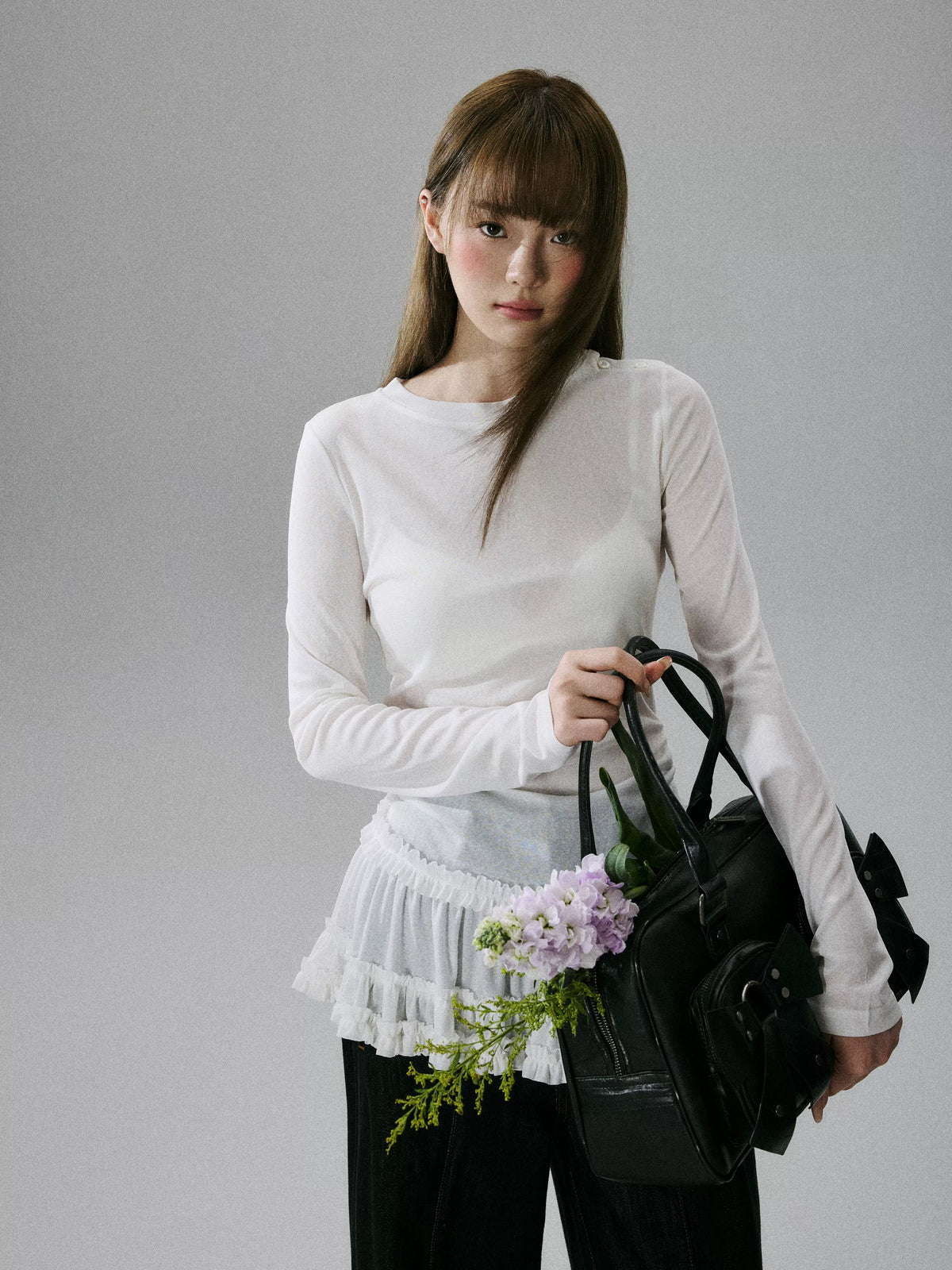 LOST FOREST - White Sheer Lyocell Layering Top