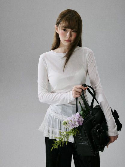LOST FOREST - White Sheer Lyocell Layering Top