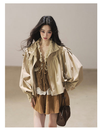 170726 "When the Begonias Fall" Roasted Pecan Lace Sleeveless Blouse