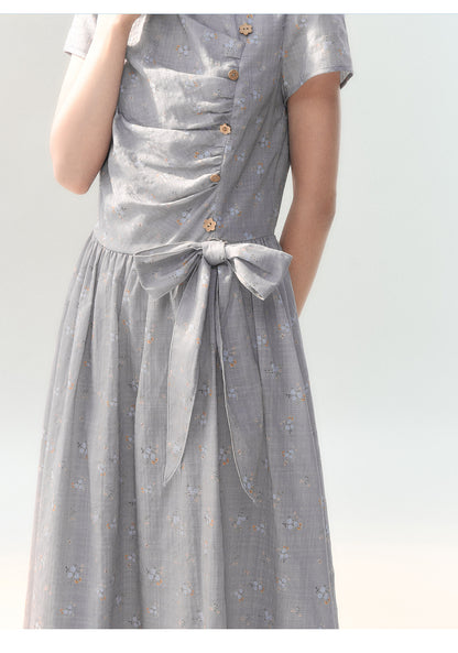 [CAN] "Lavender Mist Letter" Smoky Lavender Floral Bow Dress