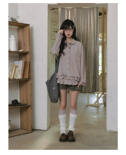 "Sage Whisper" Autumn Layered Collection (Knit Cardigan / Ruffle Shirt / Bubble Shorts)
