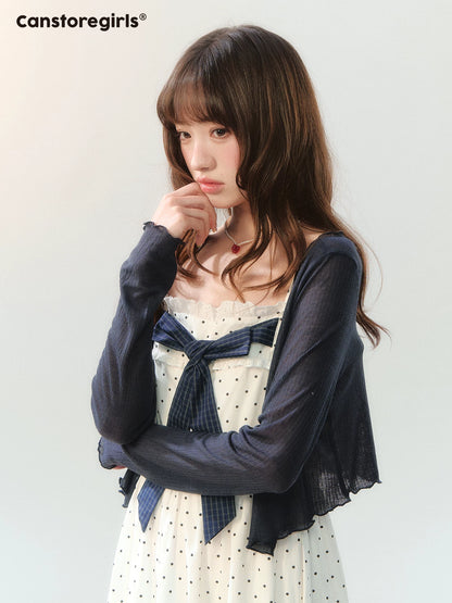 "Soft Mist Cream Puff" White Polka Dot Cami Dress LL2026207