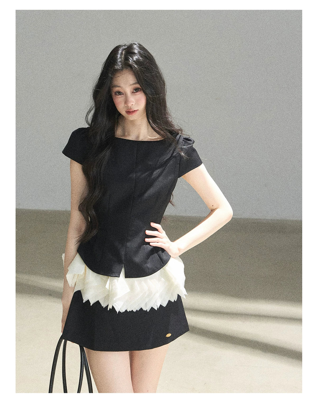 "Her Black & White Poem" Elegant Contrast Two-Piece Set