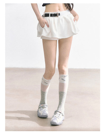 少也眼 "Annie Academy" A-Line Puff Mini Skirt - White