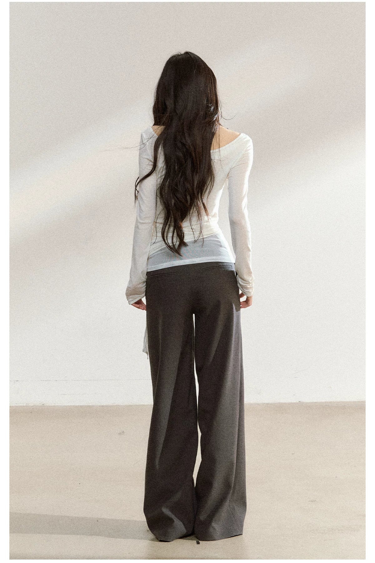 JN's DESIGN - Asymmetrical Layered Mesh Long-Sleeve Top