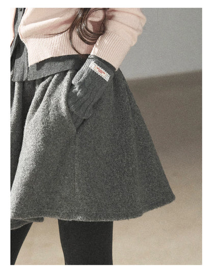 AOMALM - "Winter Traces" Dark Heather Gray Pleated A-Line Mini Skirt