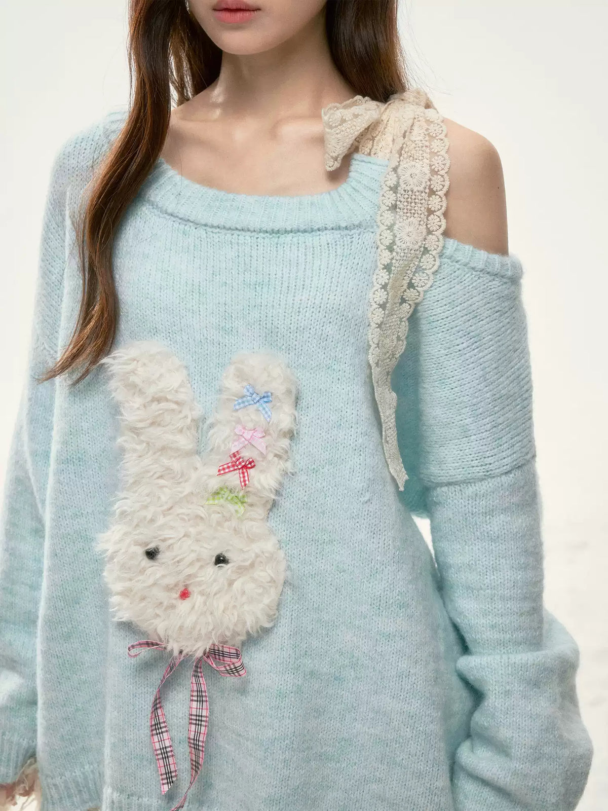 BIBIBENCY - Light Blue Bunny Alpaca-Blend Sweater