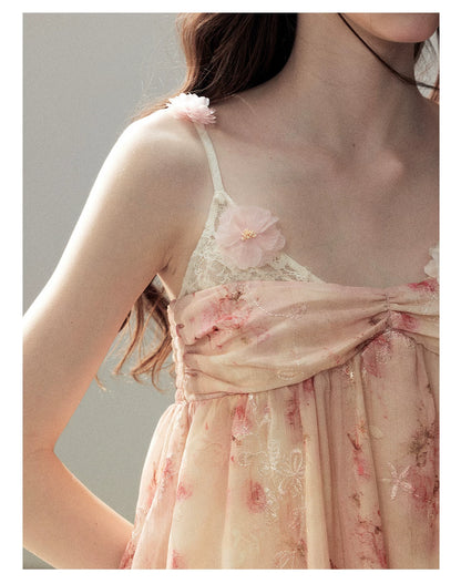"Passing Through Your Summer" Cinnamon Pink Lace Babydoll Cami