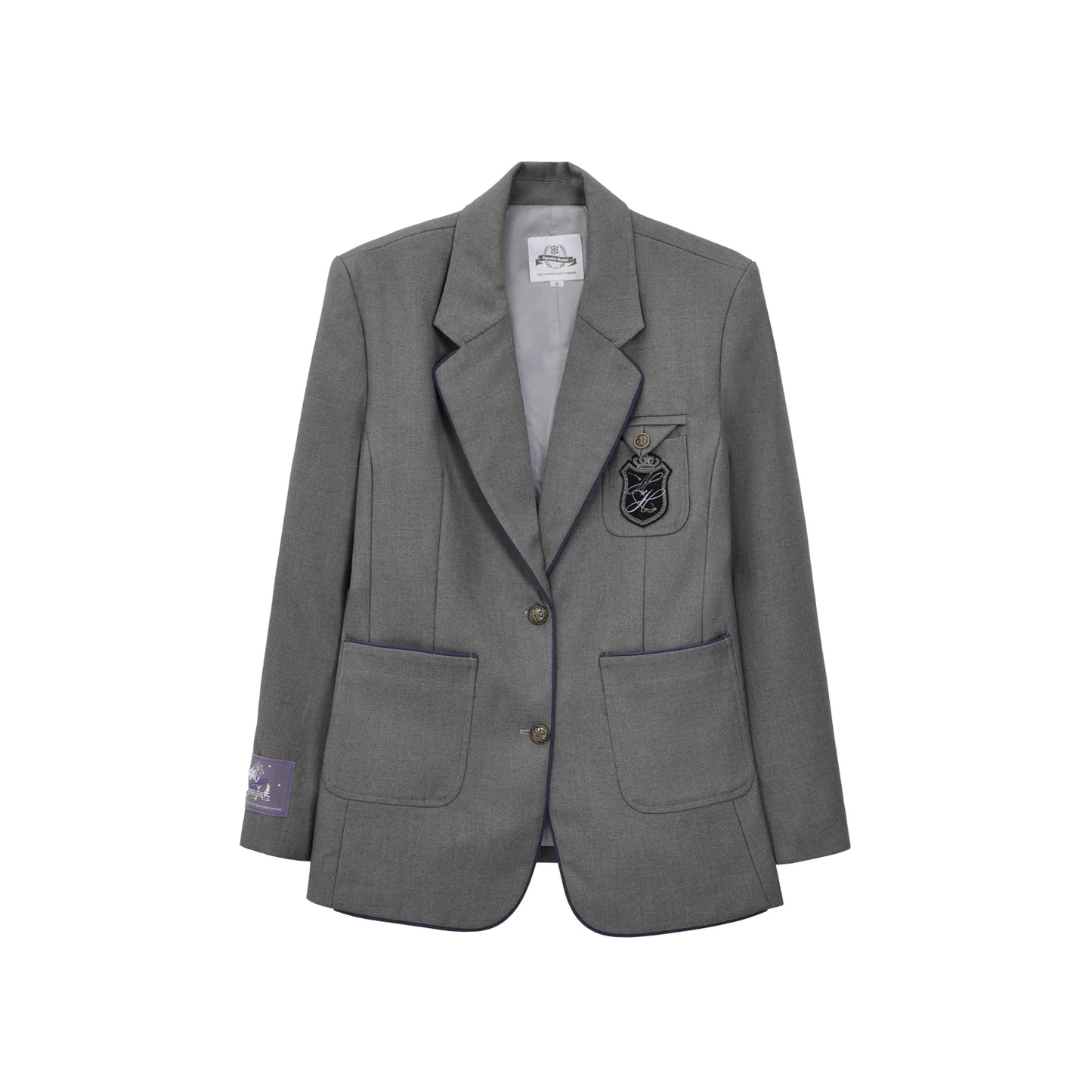 "Snow Lily Legacy" Gray Oversized School Blazer