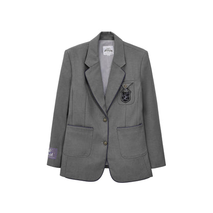 "Snow Lily Legacy" Gray Oversized School Blazer