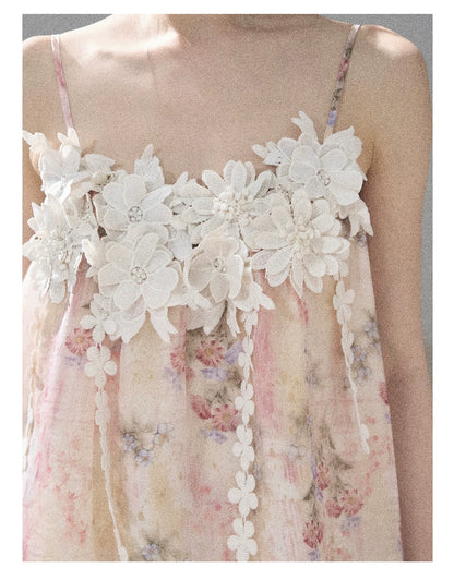 "Unscripted Romance" Dried Rose Embroidered Floral Cami Top