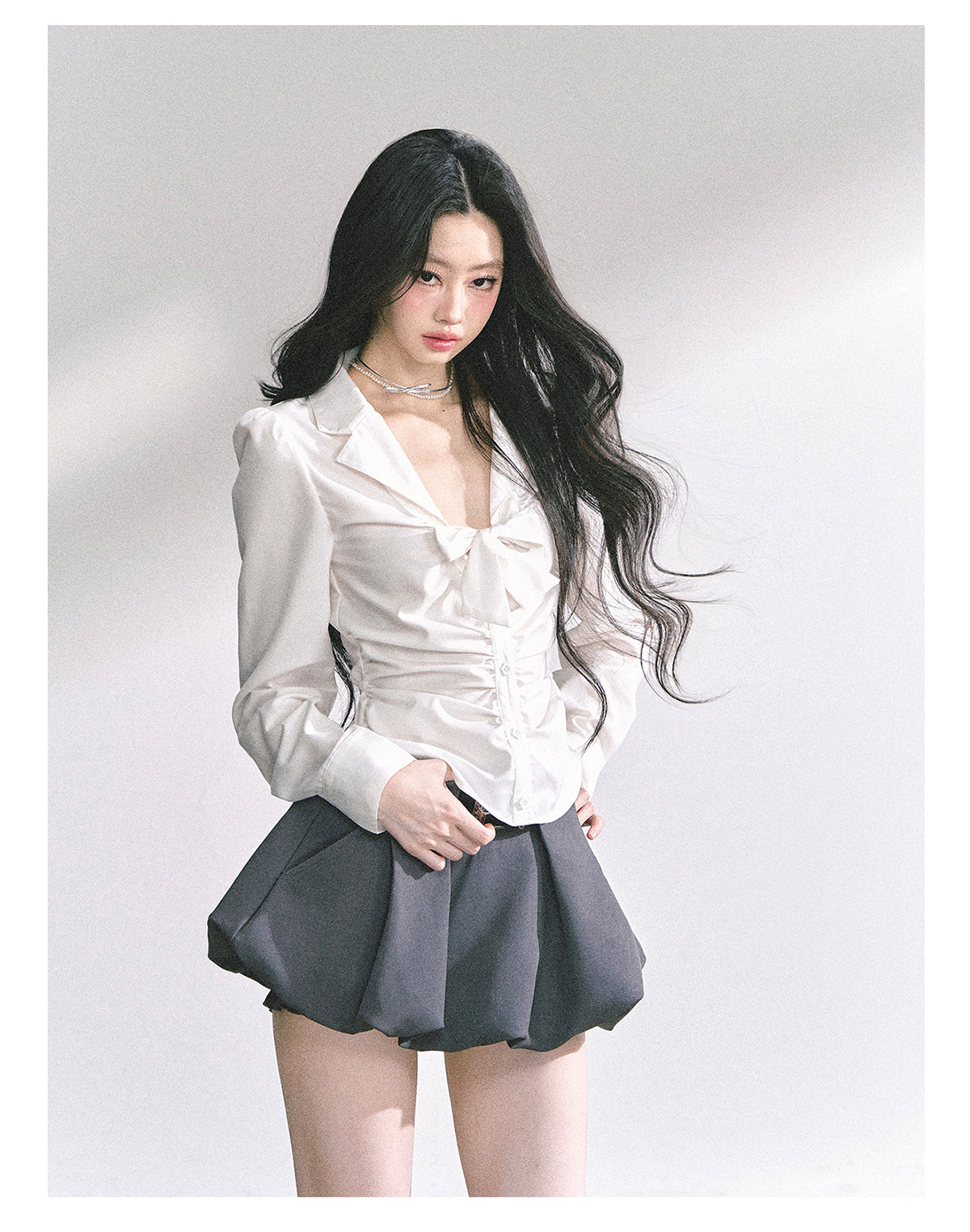 少也眼 "K-Drama White Moonlight" Soft Sophisticate Blouse - White 486864