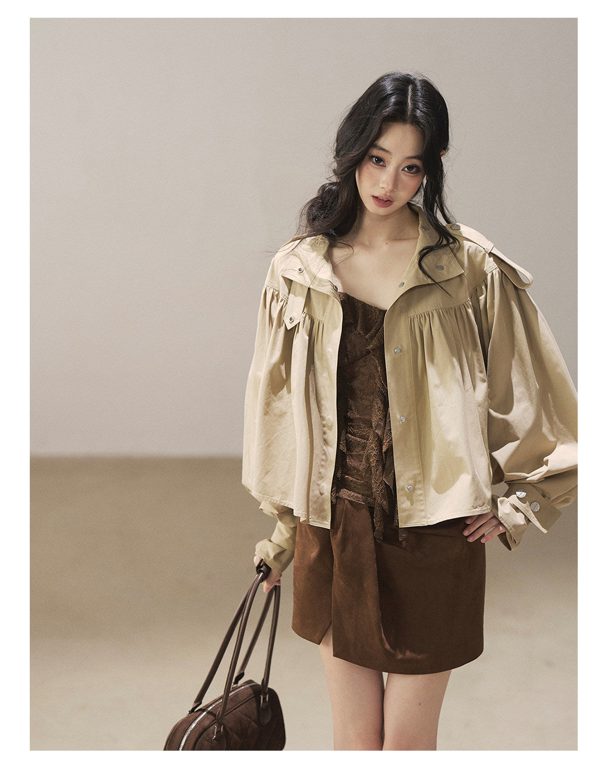 170726 "Sunset Melted Into Lace" Rich Cocoa Lace Ruffle Cami Top